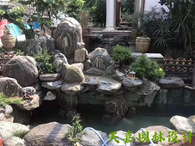 松原假山流水喷泉鱼池制作